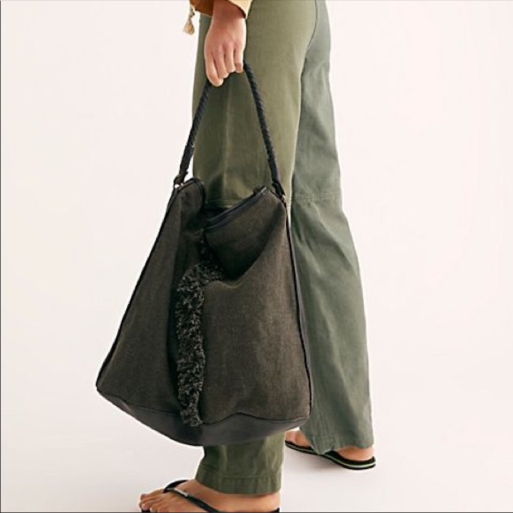 Free People Black Leather Bucket Wilhelmina Bag